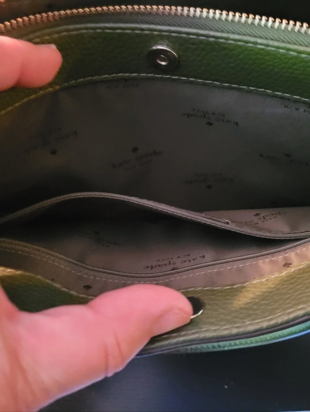 kate spade Green Pebbled Leather Satchel with Detachable Strap